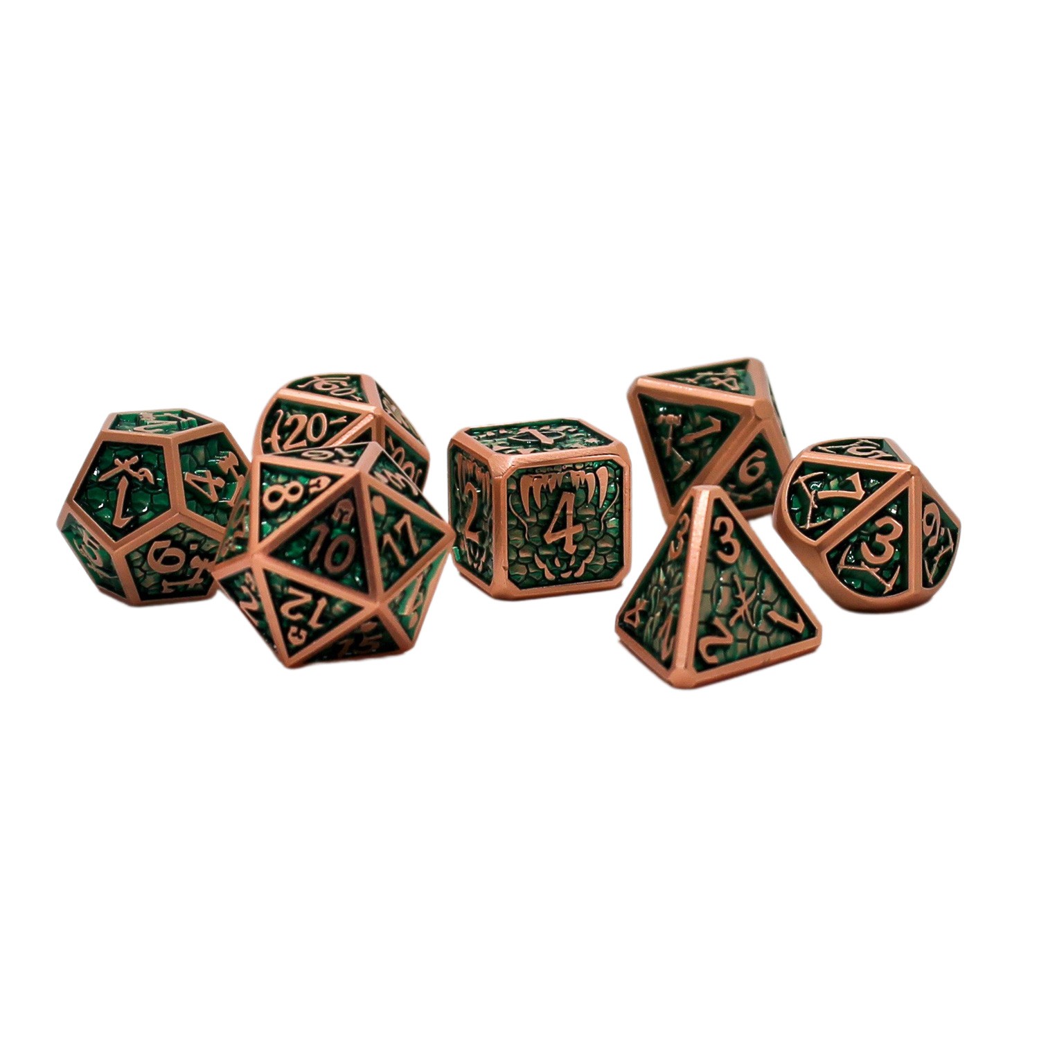 Seven Seas Pirates Metal Green and Copper Dice Set with Display Box