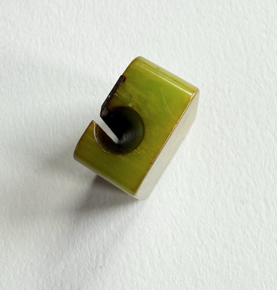 Vintage Old Small Rectangular 1930s Green Bakelite Pencil Sharpener Swirl Design