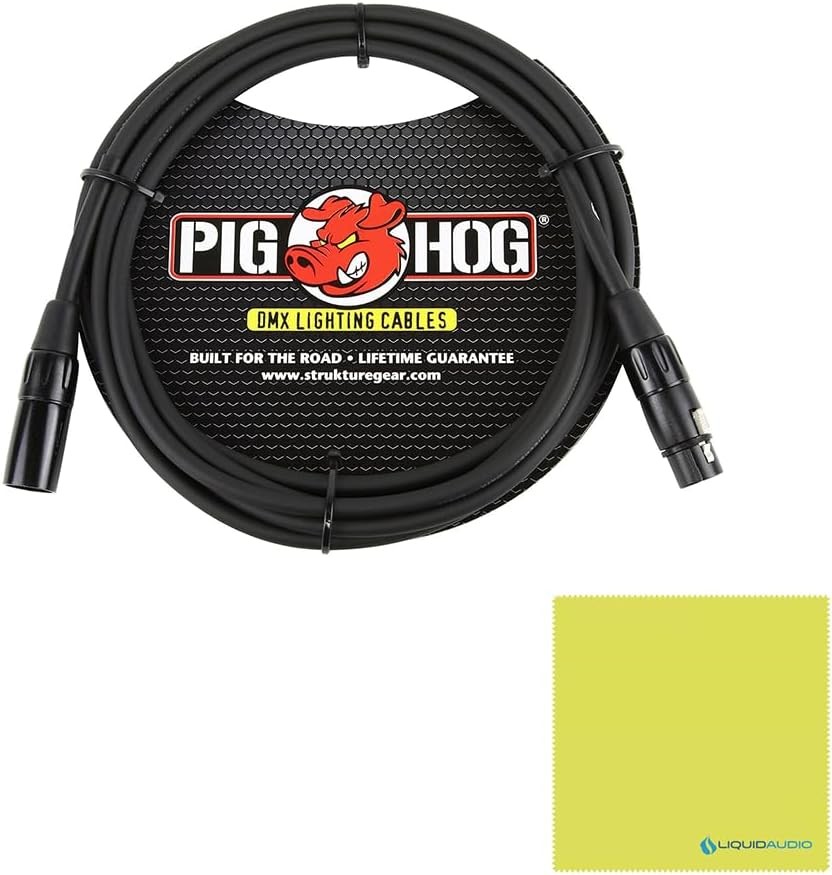 Liquid Audio Chauvet Adjustable Fog Machine Bundle with Pig Hog Lighting Cable