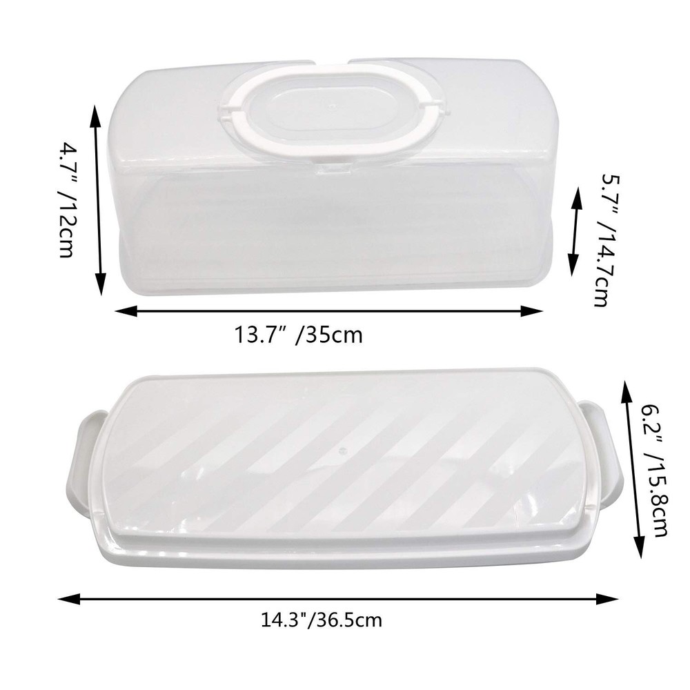 FEOOWV Portable Plastic Rectangular Loaf Bread Box with Transparent Lid, Brea...