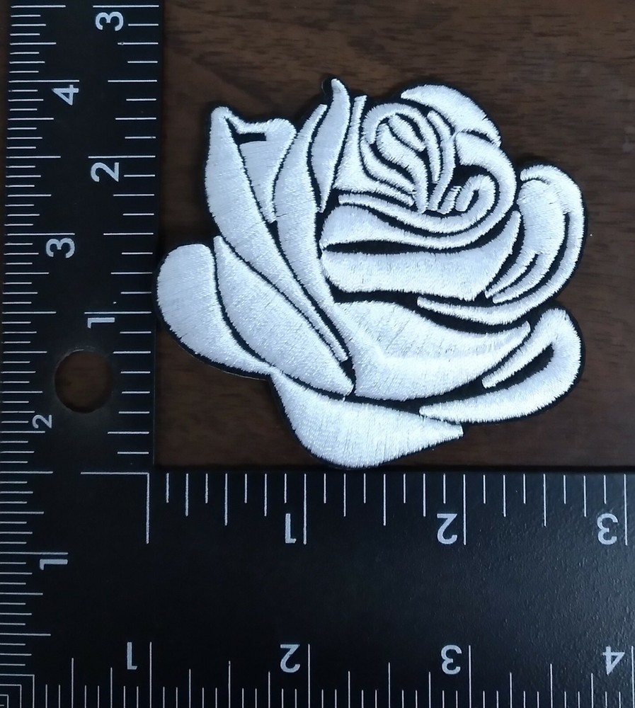 White Rose Iron-On/Sew-On Embroidered Patch