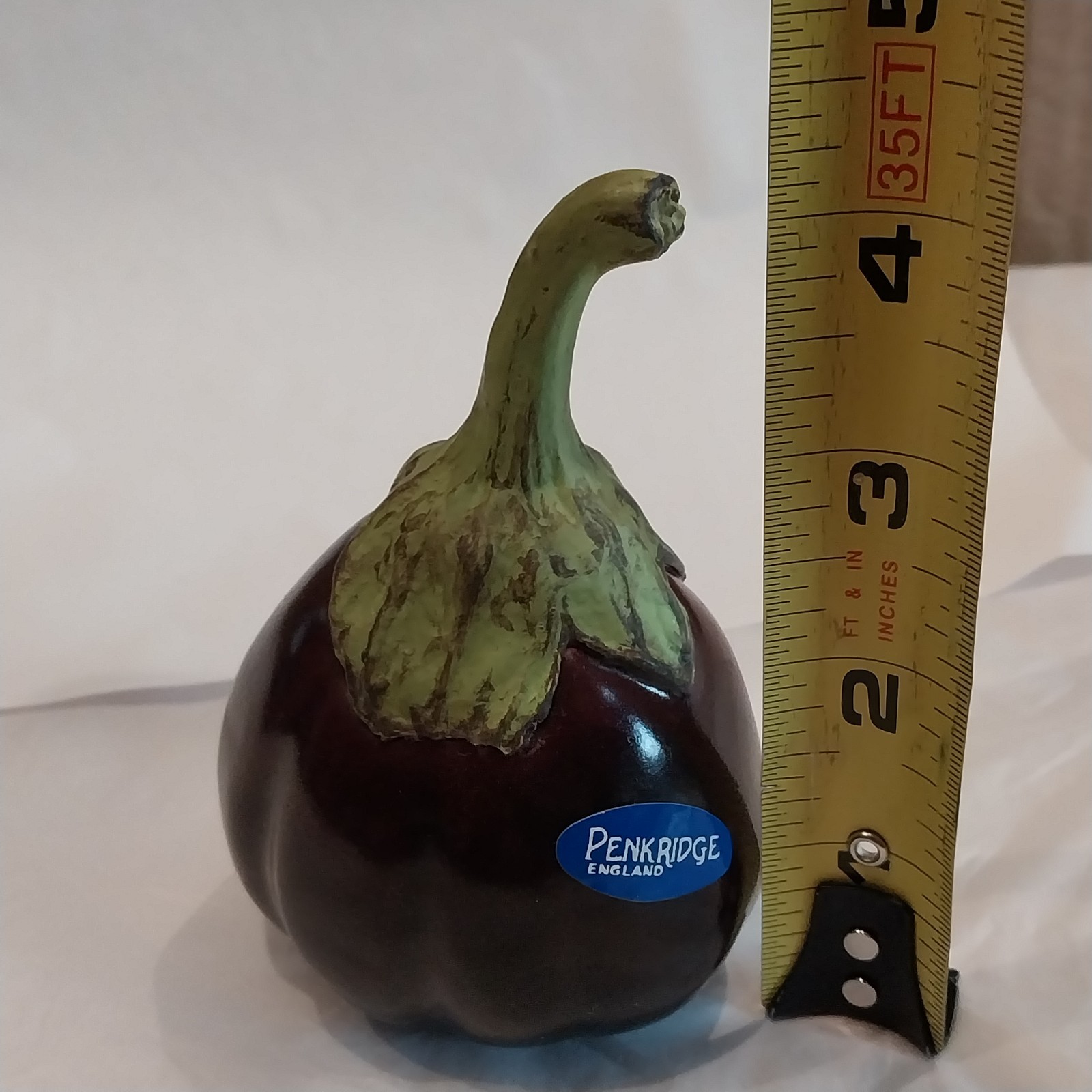 Penkridge Ceramics Trompe L'Oeil Vegetable EGGPLANT Sculpture Realistic 4"H NEW