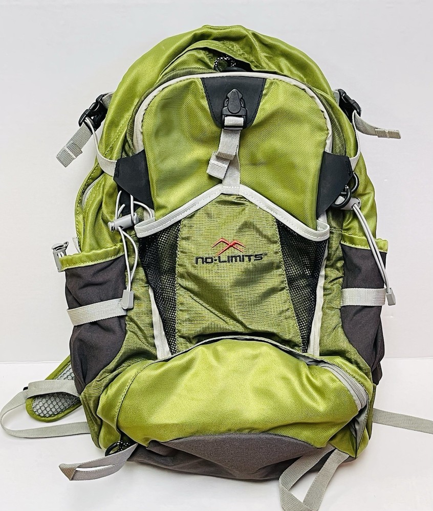 No Limits Backpack Green Hiking Camp Rucksack  Hydration Nice Condition!