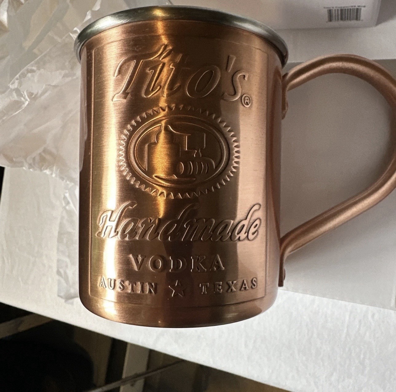 NEW IN BOX TITO'S Handmade Vodka Copper Moscow Mule Mug Cup Set Of 4