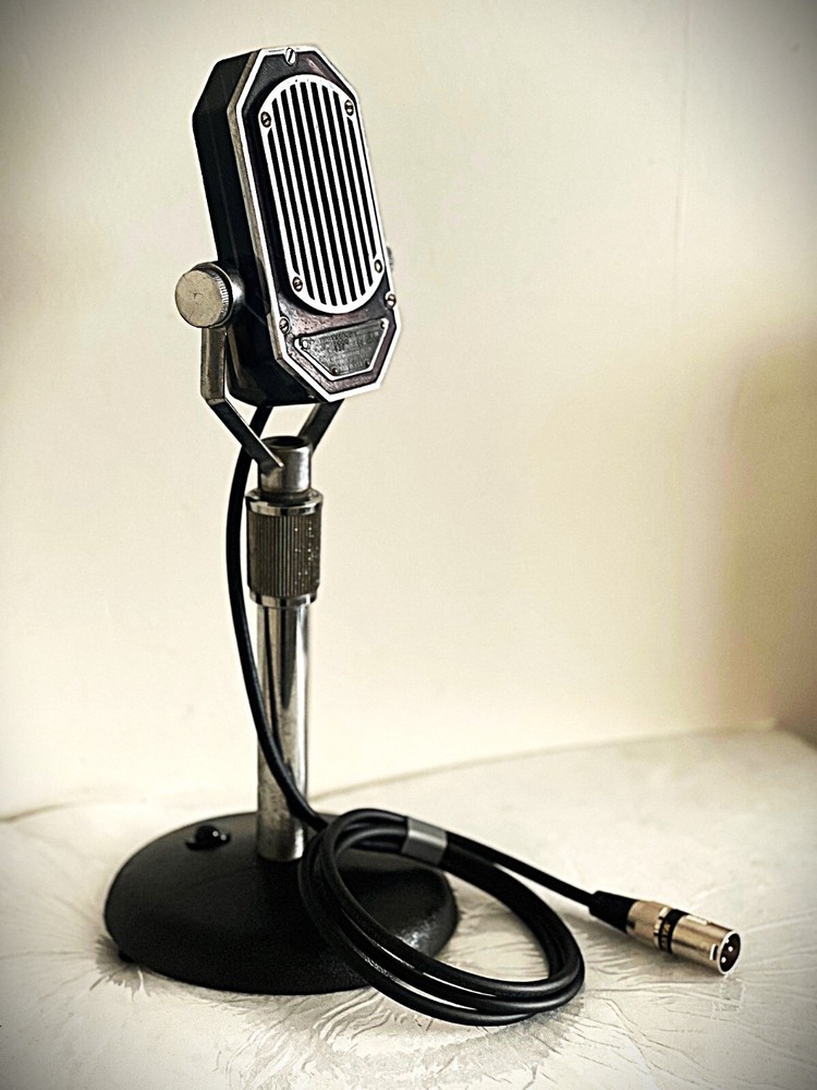 Vintage 1930's Universal Velocity Ribbon Microphone - working, stand included