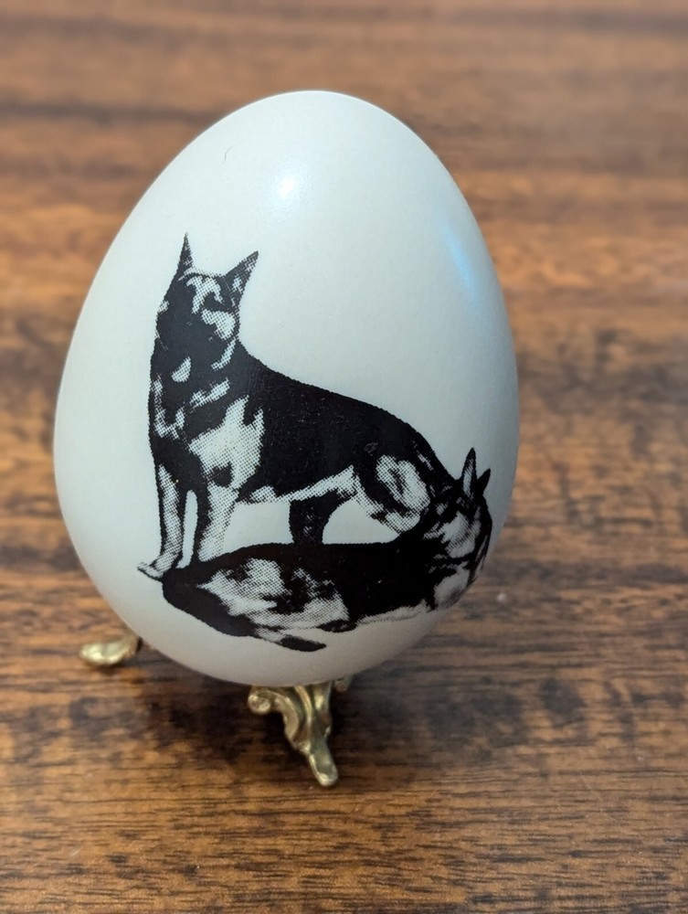 German Shepherd Porcelain Egg Handcrafted by Eggzakly