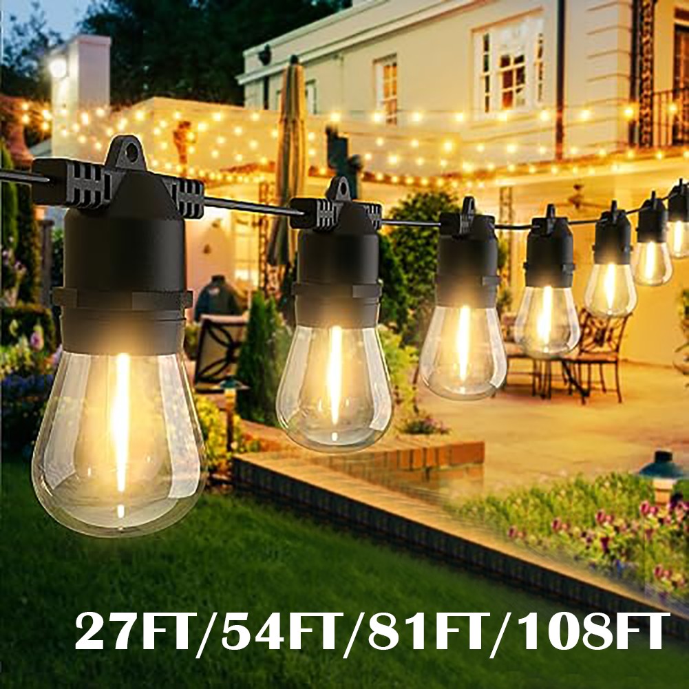 54ft 108ft String Lights S14 LED Shatterproof IP65 for Outdoor Garden Patio Yard