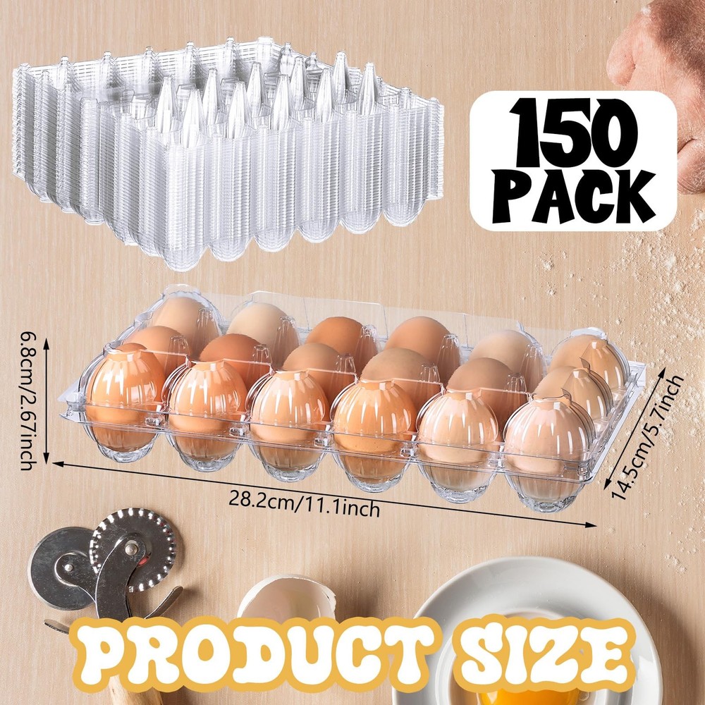 150 Pcs 18 Count Easter Egg Cartons Bulk 3 x 6 Plastic Clear Eggs Empty Tray ...