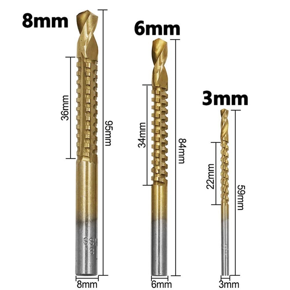 6Pcs Titanium Coated Drill Bit Set, 3 Step Bits + 3 Serrated