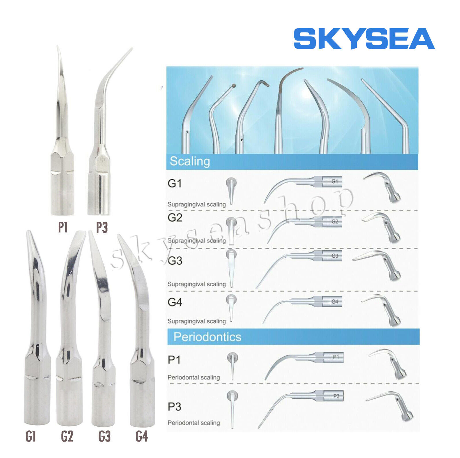 5x Dental Ultrasonic Piezo Scaler Tips fit Woodpecker EMS/DTE SATELEC Handpiece