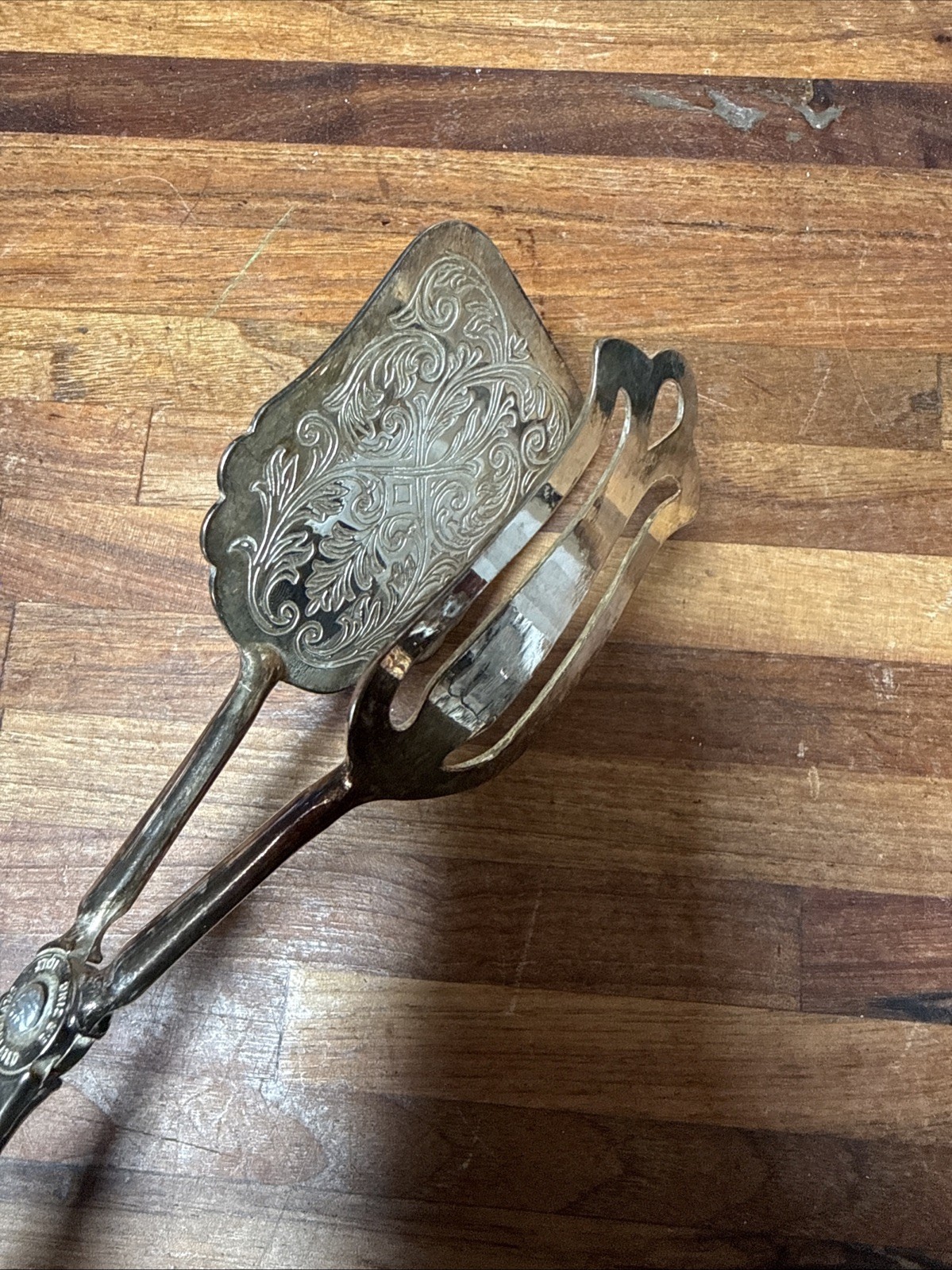 EP Zinc Italy Vintage Silver Plated Pastry / Salad Tongs Scissor Style