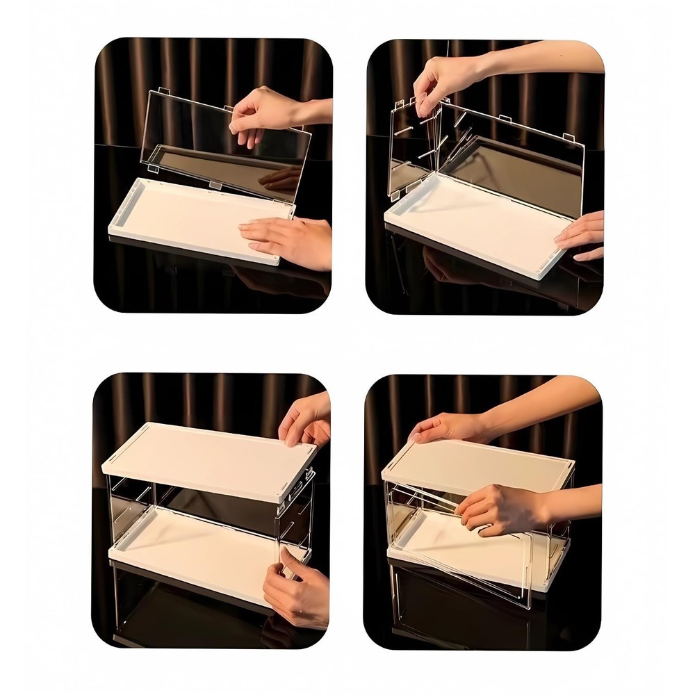 Acrylic Display Case with Shelves Stackable Collectibles Organizer for Blind ...