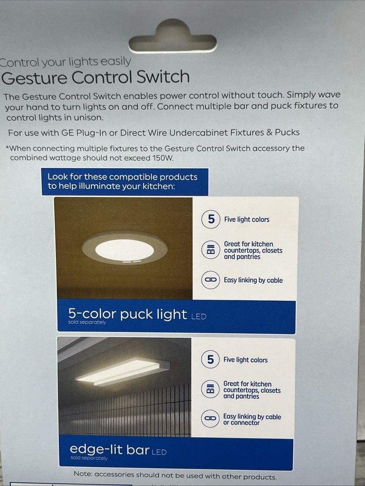 GE Gesture Control White Undercabinet Motion Activated Switch. {3}.