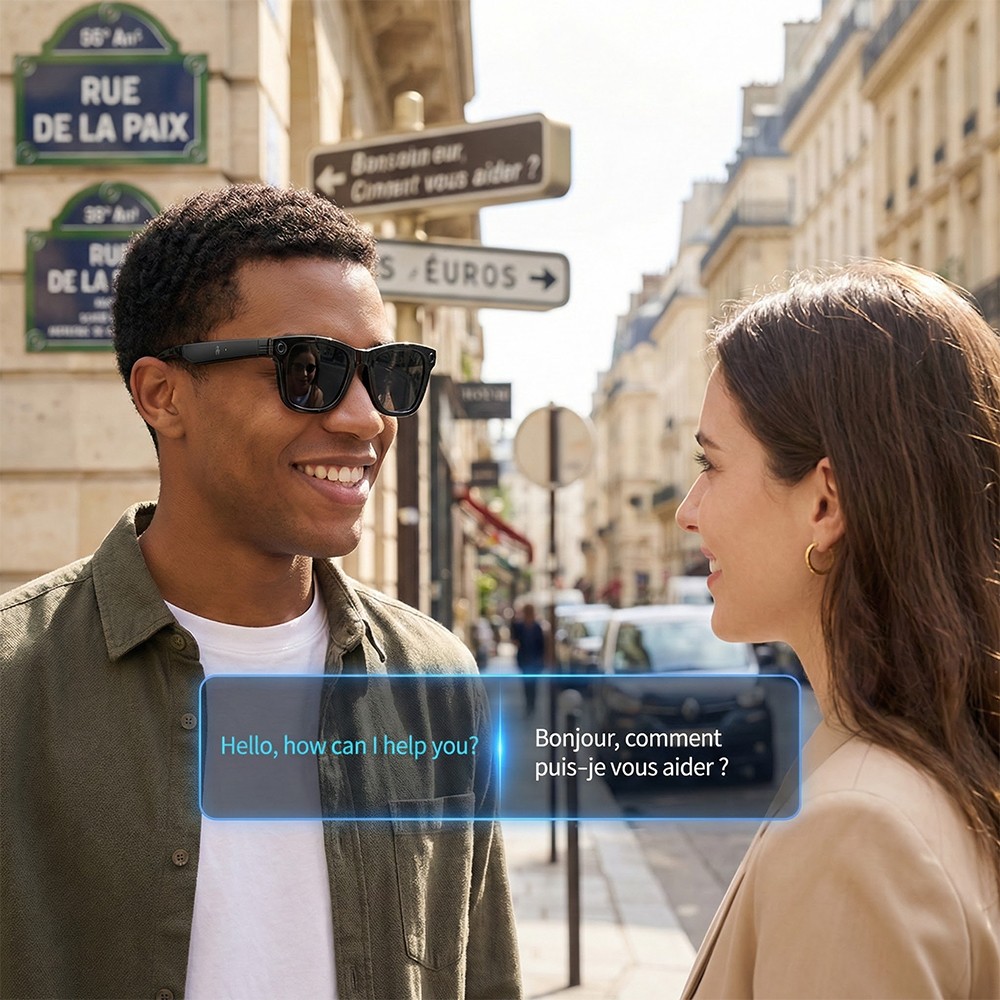 AI Smart Glasses with HD Camera Voice Translation BT Video Recording Sunglasses
