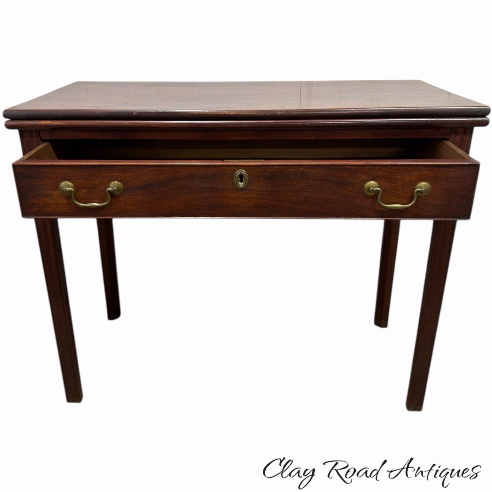 Antique PA chippendale 18th mahogany hall console card game table stand 1780