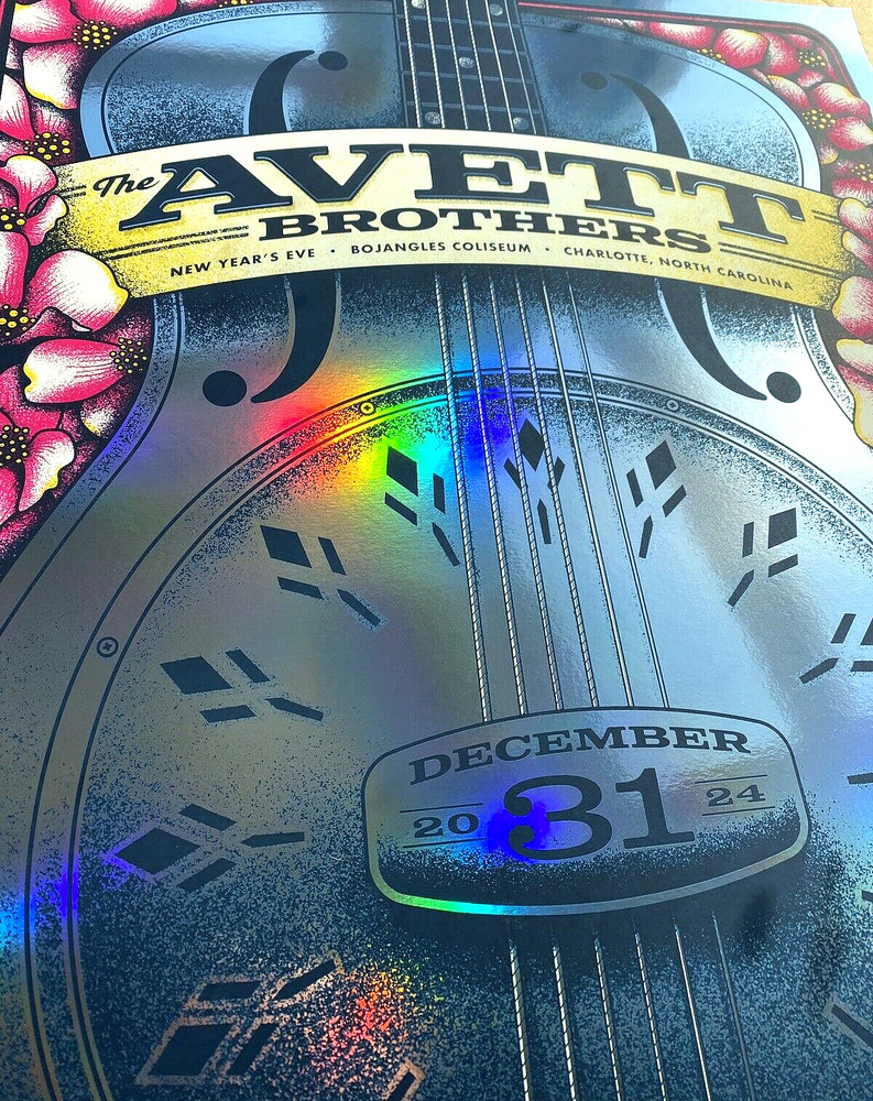 AUTHENTIC Avett Brothers RAINBOW FOIL Poster Charlotte New Years Eve NYE 2024 25