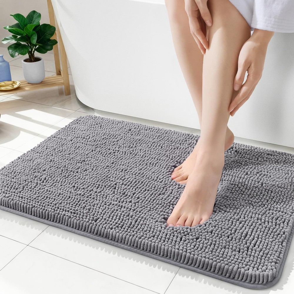 Bathroom Rugs 35x24, Extra Soft Absorbent Chenille Bath Rugs, Backing Quick D...