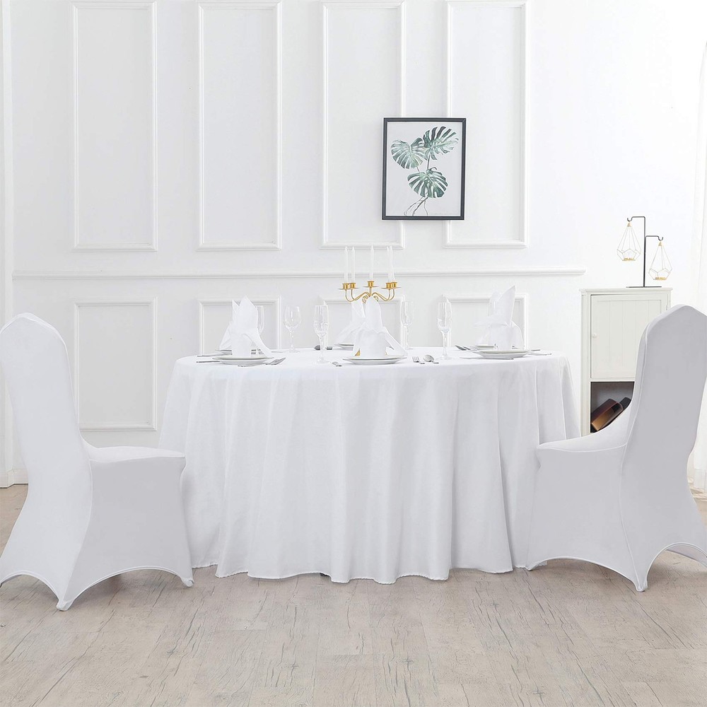 120 inch Round Tablecloth Washable Polyester Table Cloth Decorative Table Cov...