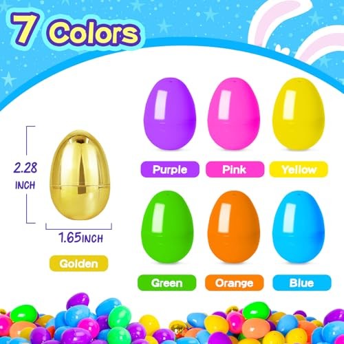 MGparty Pack Fillable Easter Eggs with Hinged Include Golden Eggs Bulk 2.3" 210