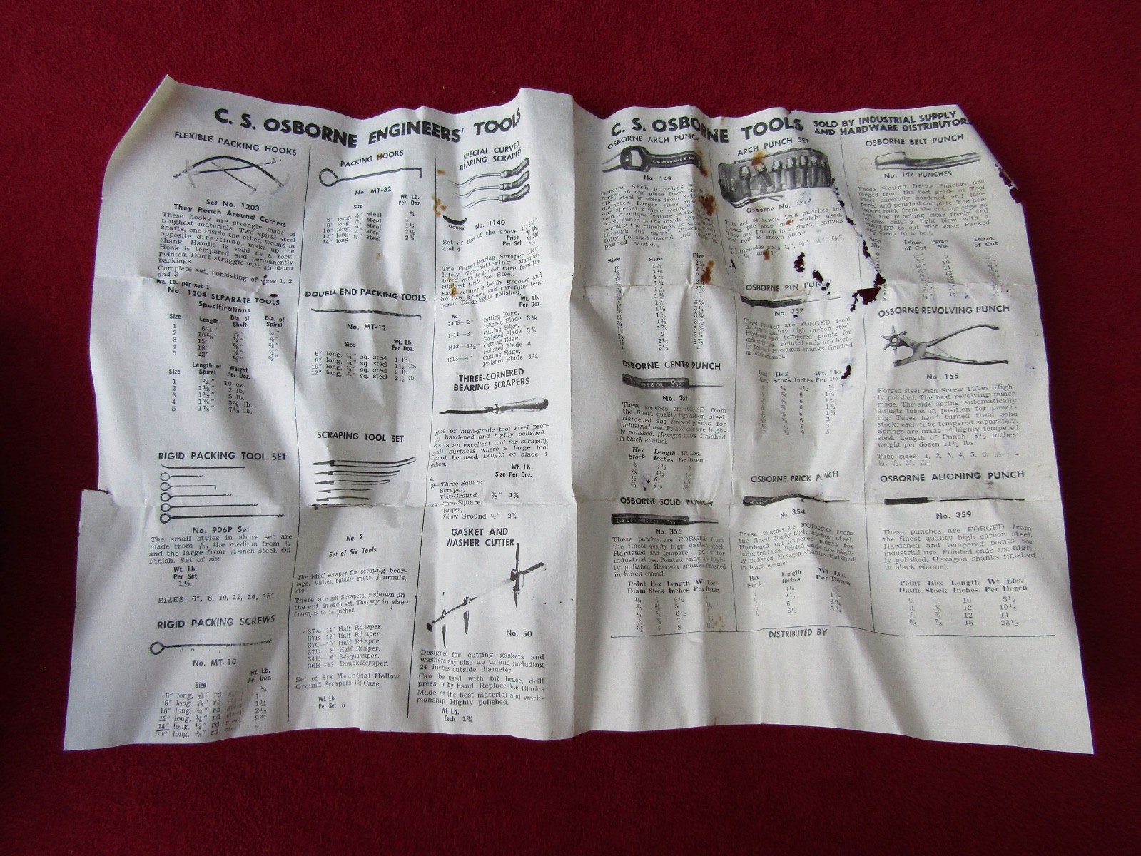 C.S. OSBORNE 149 Arch Punch 11/16" Round Circular Leather Rubber Vinyl Made USA