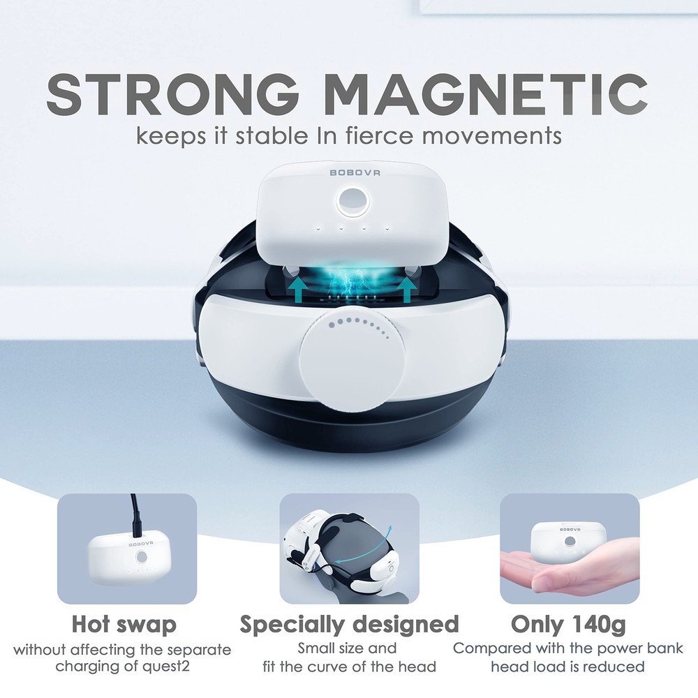 BOBOVR M2 Pro Battery Pack Head Strap Compatible with Quest 2, Black