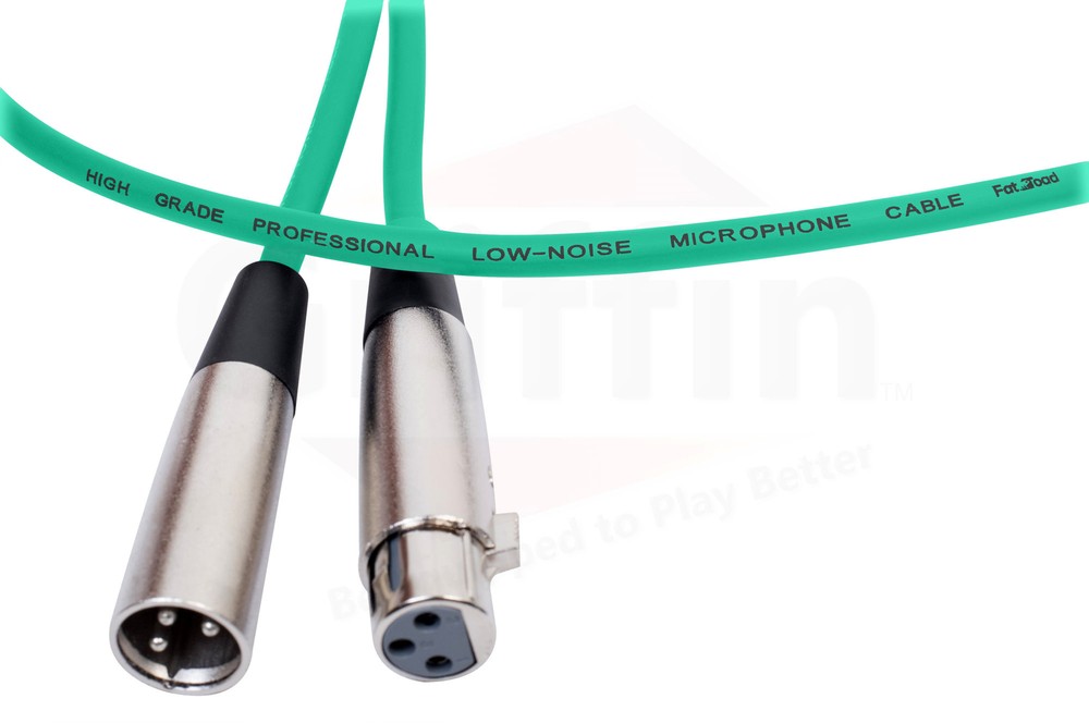 XLR Microphone Cables (4 Pack) by FAT TOAD | 50ft Professional Pro Audio Green