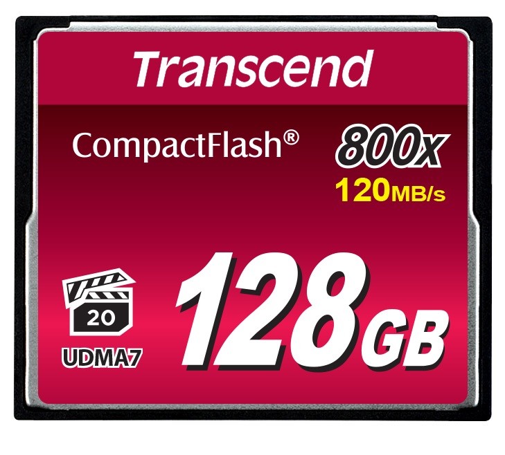 128GB Transcend 800X CompactFlash Memory Card 120MB/sec
