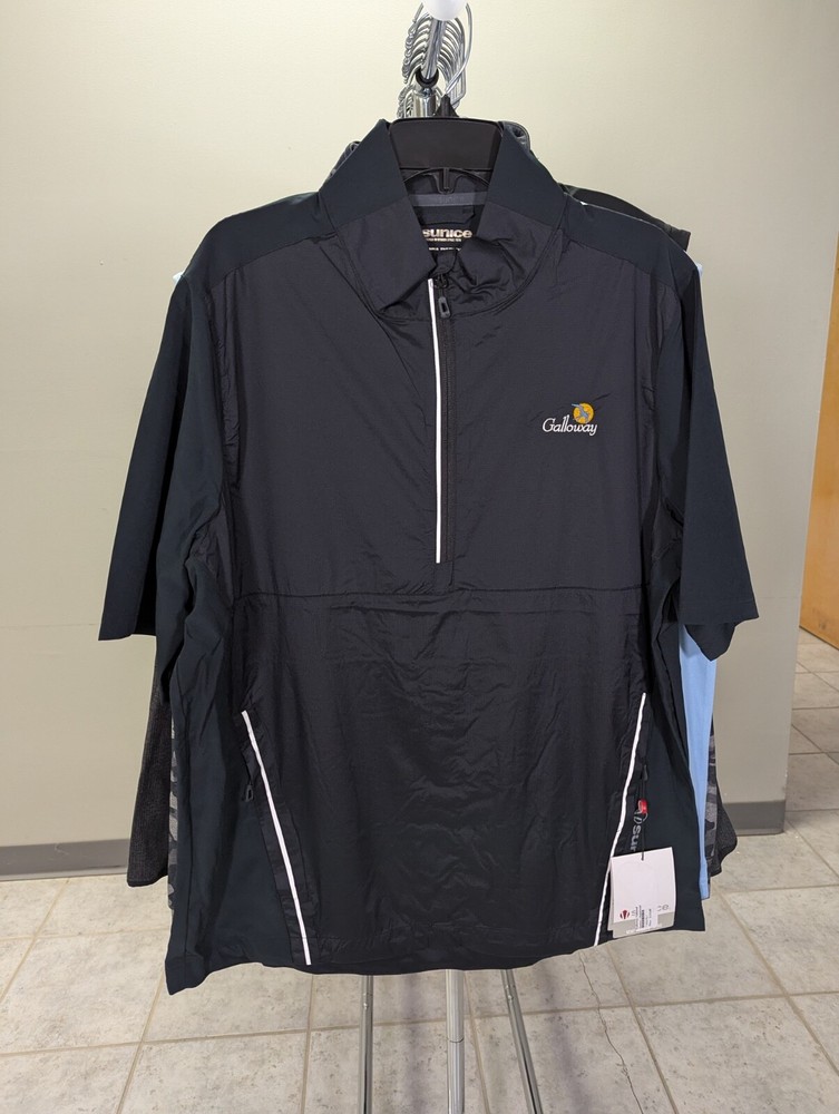 NWT MEN'S SUNICE GEORGE PACKABLE SS PULLOVER, SIZE: L, COLOR: BLACK (M16)
