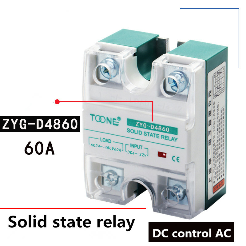 ZYG-D4860 single-phase solid state relay DC4-32V DC-AC AC24-480V 60A SSR-60DA