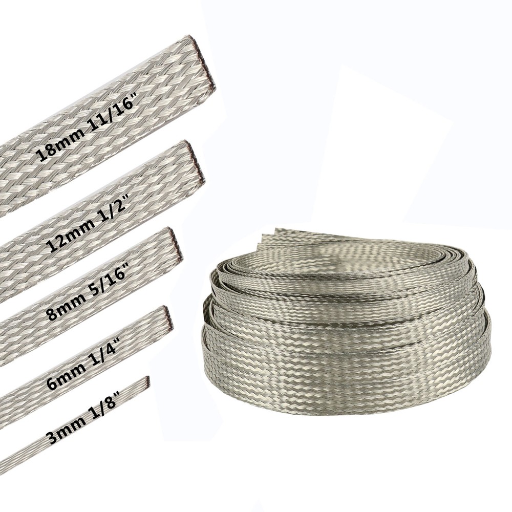 Braid Tinned Copper Wire Shielding Cable Sleeve Ground Strap Electric Wire