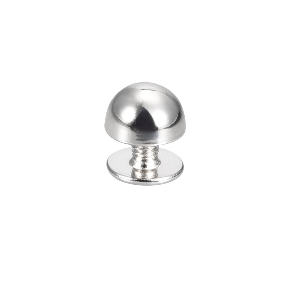 10 Sets 8x5mm Screw Back Rivets Solid Round Head Leather Studs Silver Tone