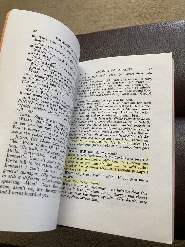 Script for VACENCY IN PARADICE A COMEDY IN THREE ACTS BY JOHN KIRKPATRICK