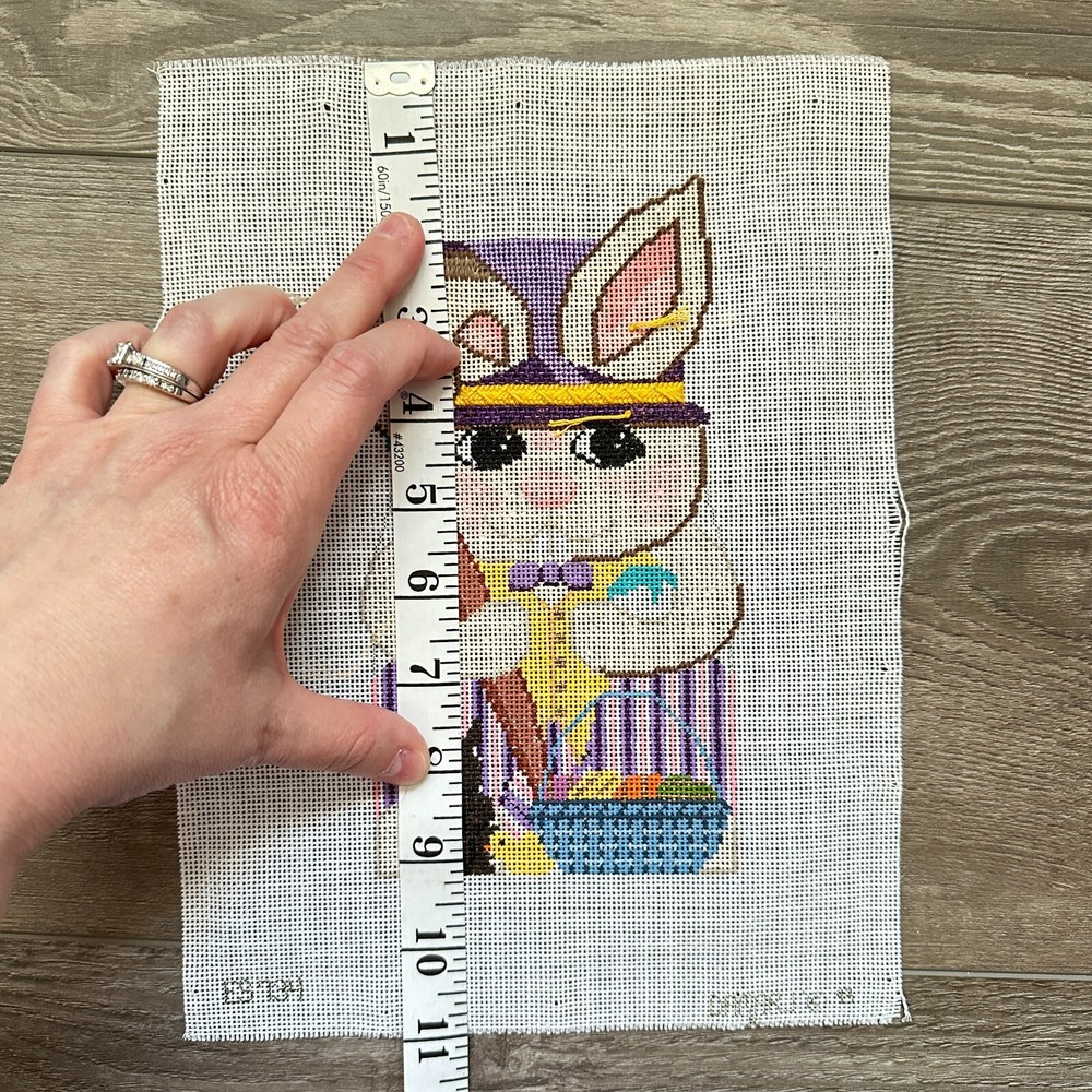 Vintage Damarj "Master Painter Rabbit" Needlepoint Canvas, Threads