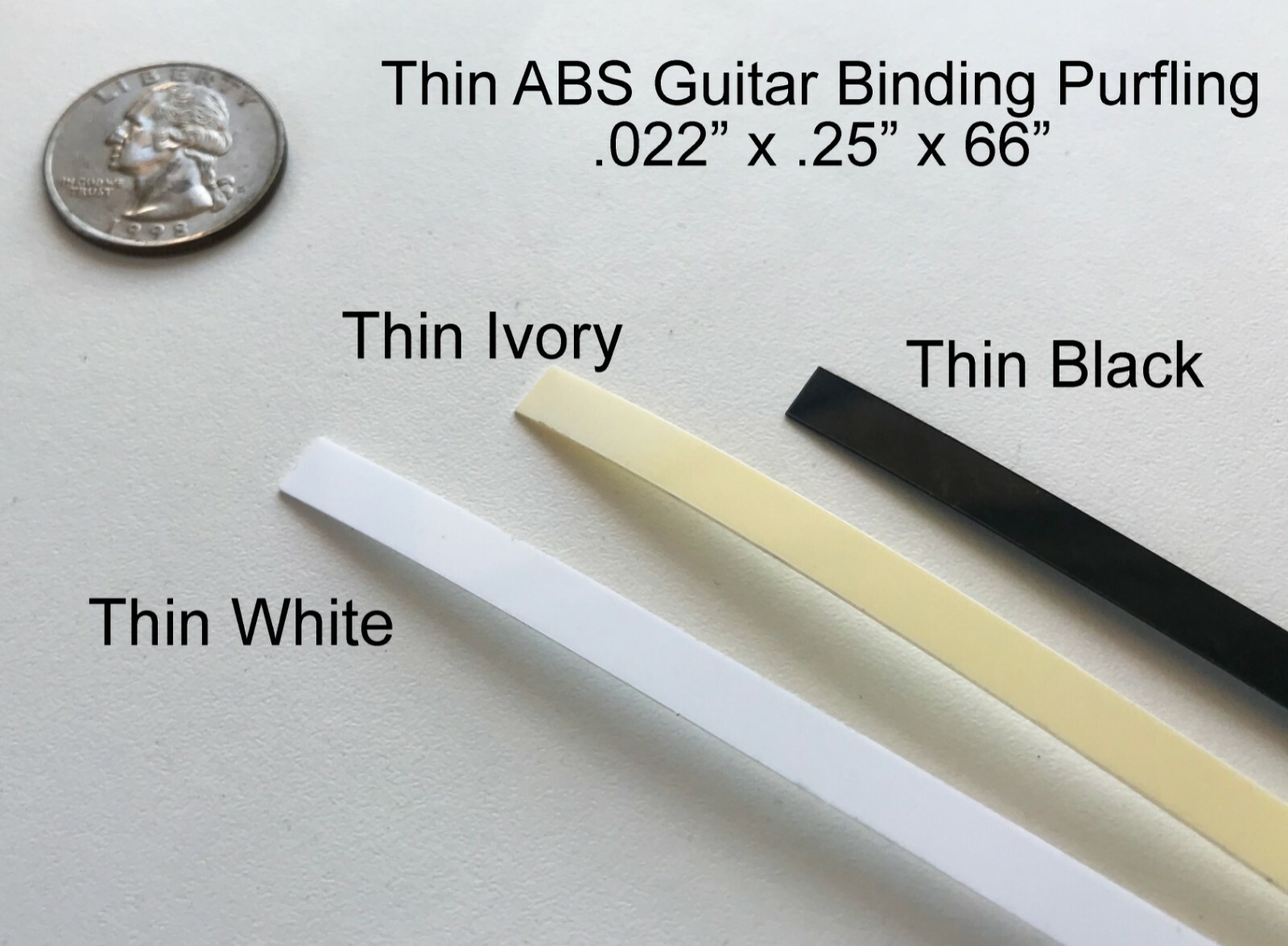 Thin ABS Plastic Binding Guitar Luthier 3 Colors White Ivory or Black