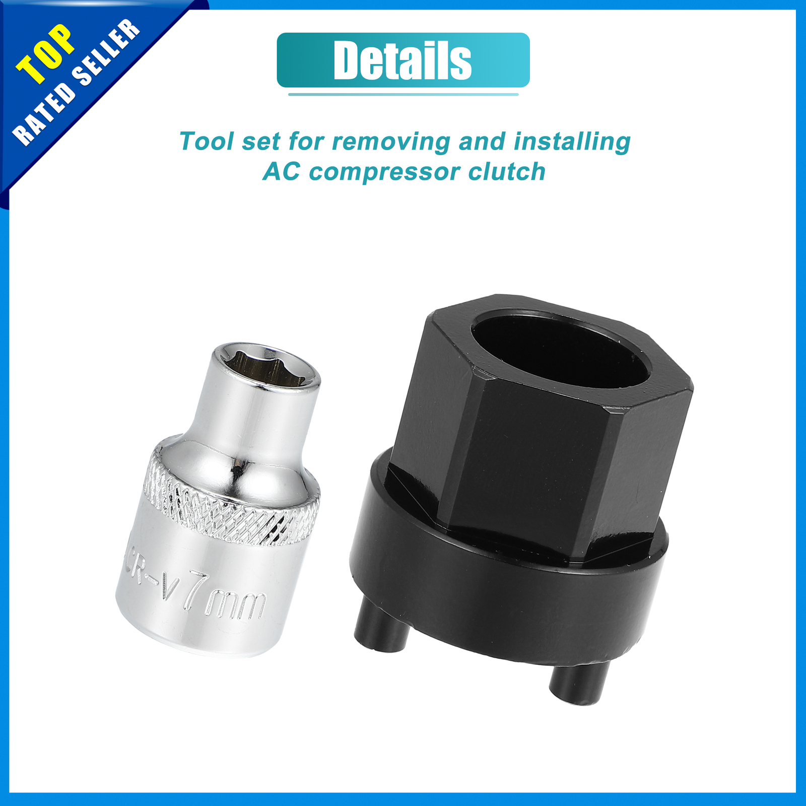 Universal A/C Compressor Clutch HUB Remover Tool 7mm Socket for Car Set of 1