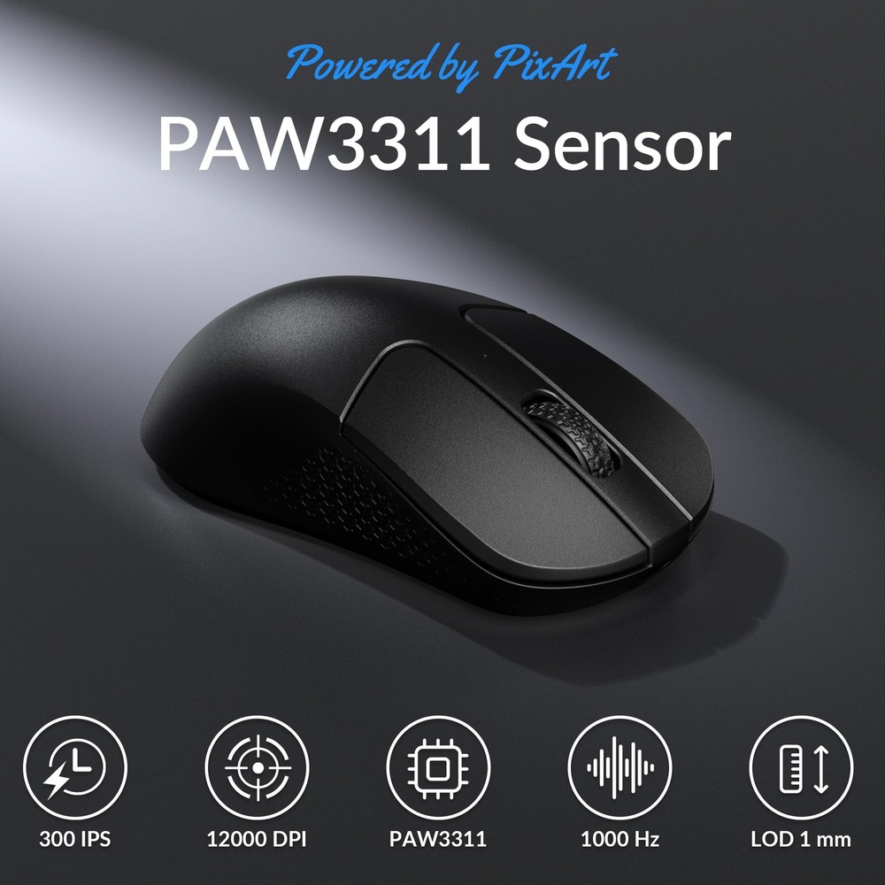 M3 Mini Wireless Optical Mouse, Bluetooth 5.2/2.4 GHz/Wired Gaming Mouse, Pro...