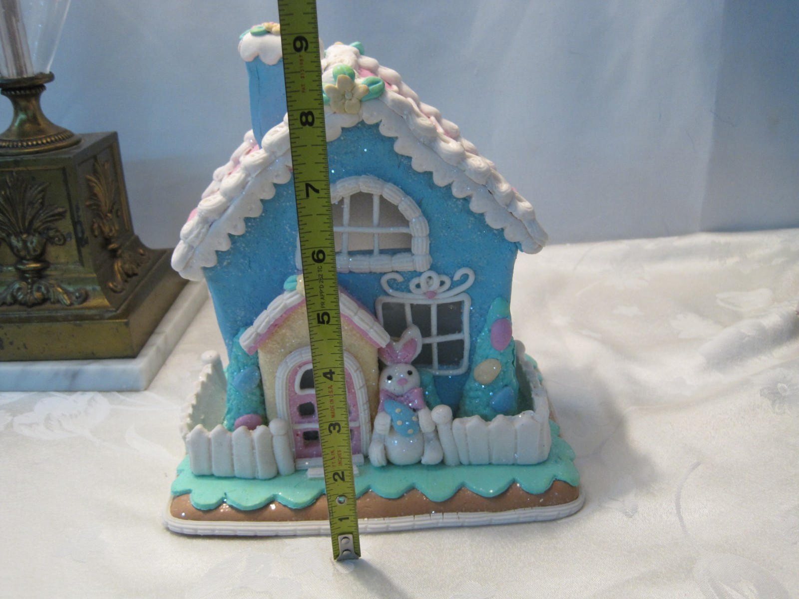 Cupcakes & Cashmere SUGARED Pastel Easter light up Gingerbread House Bunny