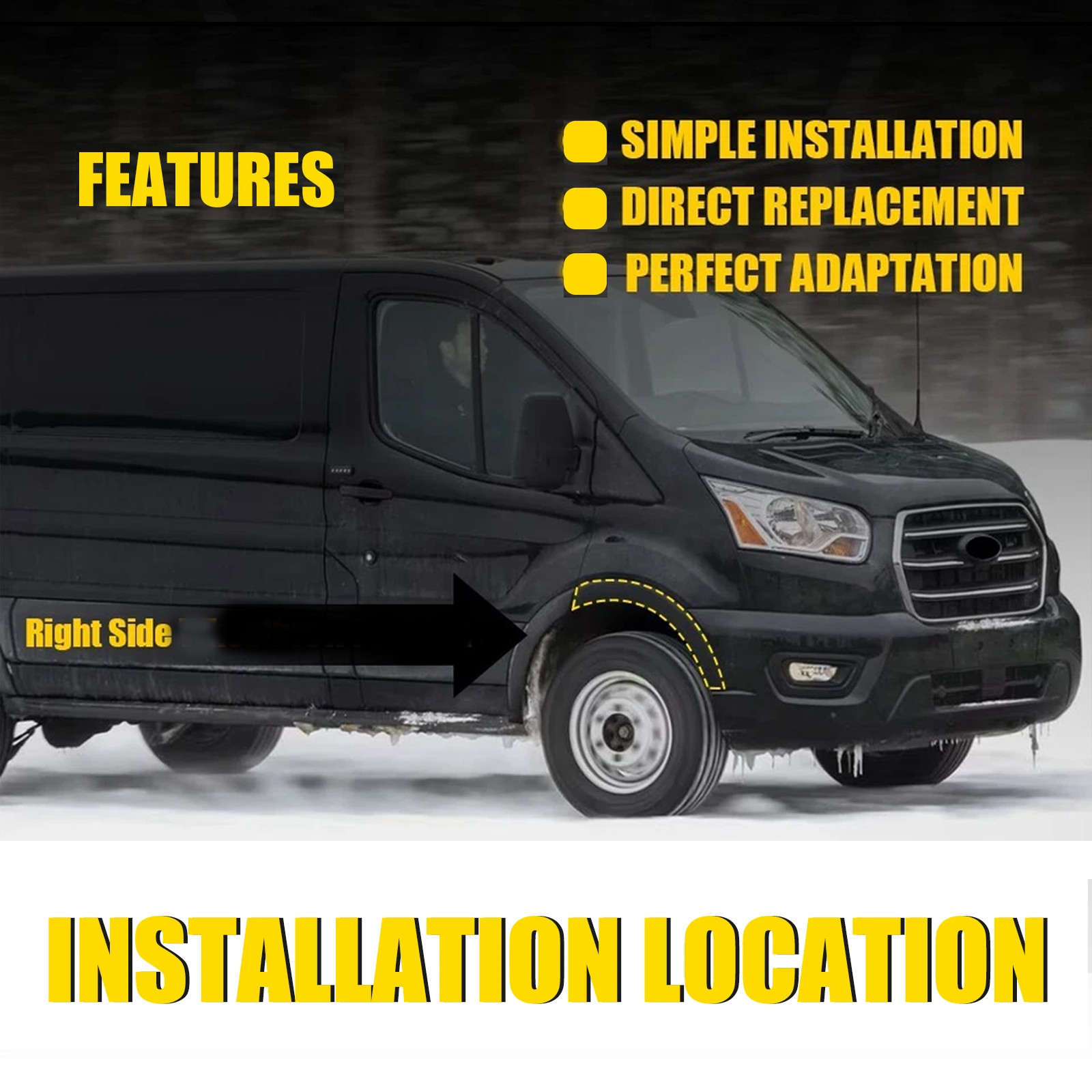 Front Wheel Arch Molding Flare For Ford TRANSIT 150/250/350/350HD 2015-2024 2022