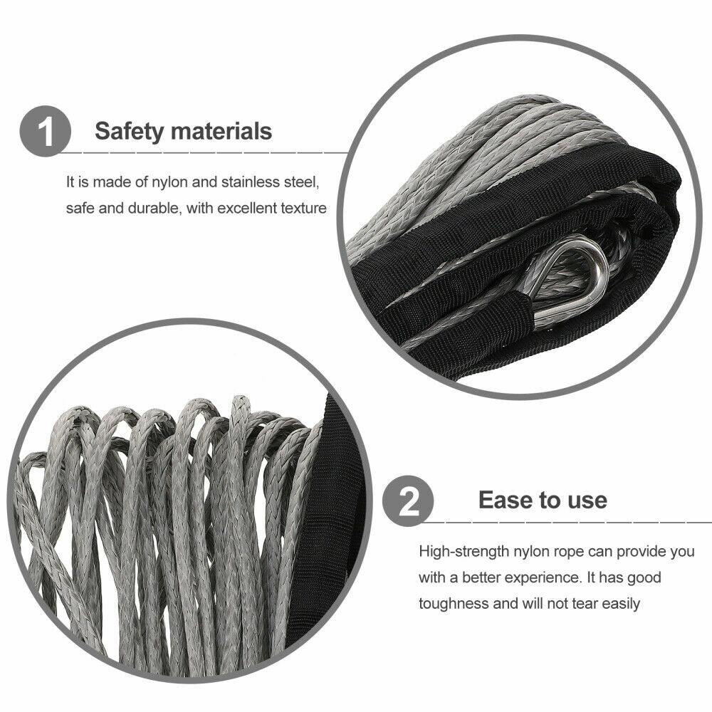 1/4"x50' 10000LBS Synthetic Winch Rope Line Recovery Cable 4WD ATV UTV w/ Sheath