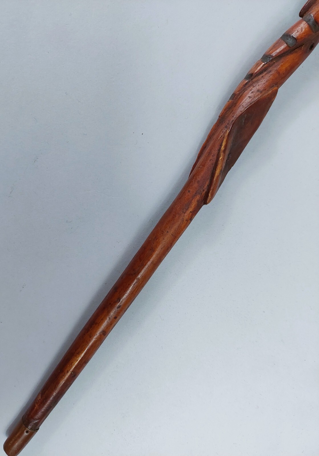 Antique Diamond Willow with Snakes & Brass Tip Walking Stick Cane Native America