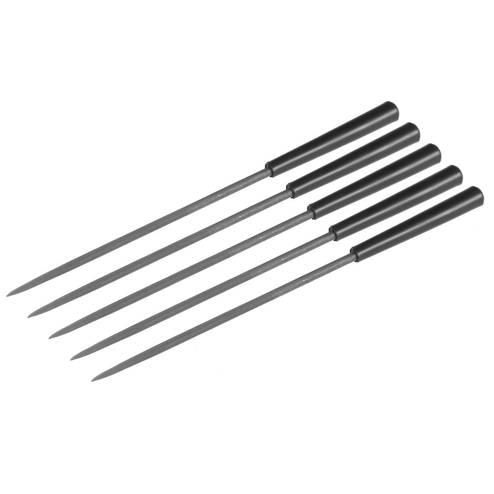 5pcs Second Cut Steel Round Needle File with Plastic Handle