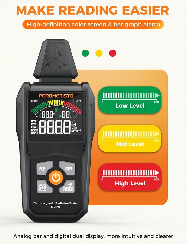 Electromagnetic Field Radiation Detector, ET01Pro Electromagnetic Detector