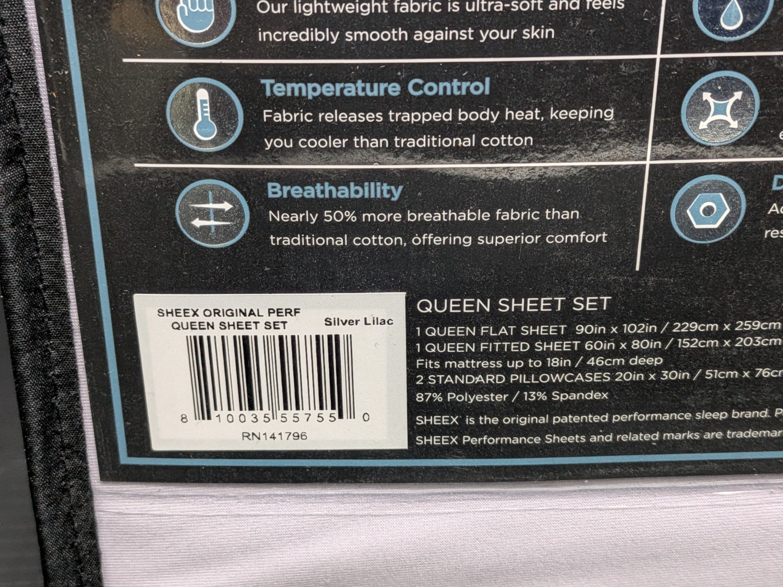 SHEEX Active Comfort Cooling Performance Sheet Set Queen – Multiple Colors