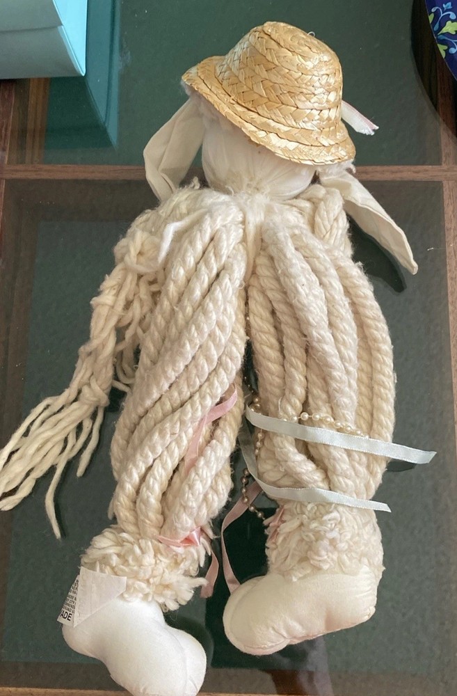 Rope Bunny Rabbit Easter Basket Straw Hat Damaged
