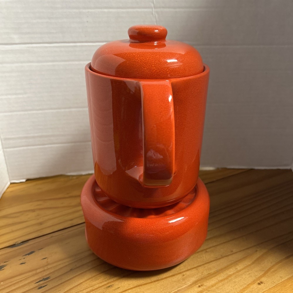 WAECHTERSBACH RED COFFEE POT with WARMING BASE
