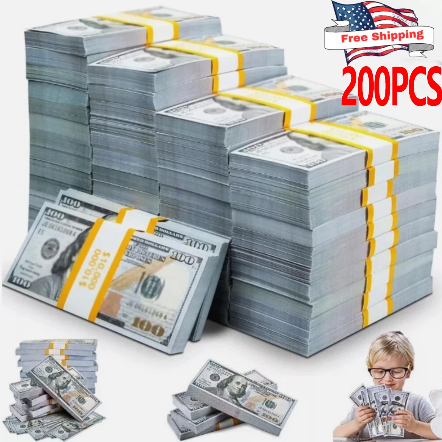 Aged 20k Money Props Toy Play Fake Bills For Video, Learning Education Toys