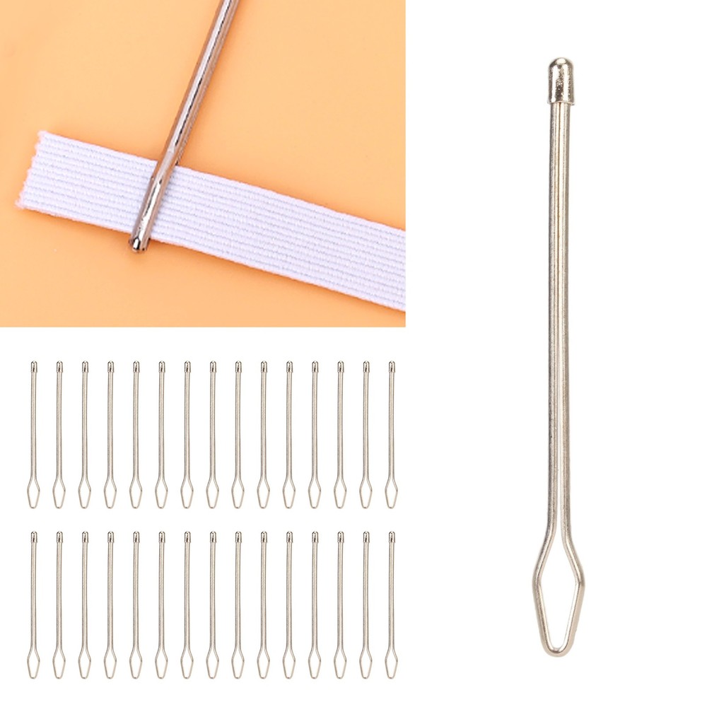 30pcs Drawstring Needle Threader Easy Pull Rust Protection Elastic Threader