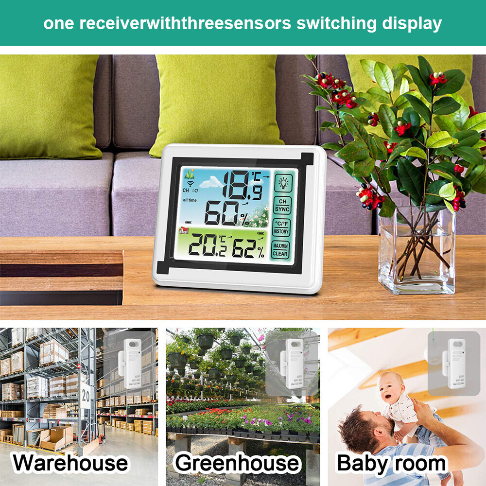Digital LCD Thermometer Wireless Indoor & Outdoor Weather Station Clock Calendar