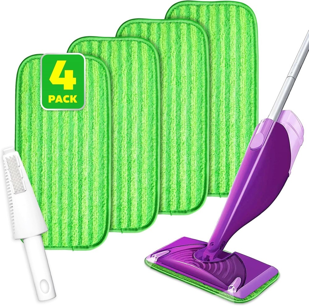 All-in-One Mop Pads Set - 4 Pack Microfiber with Scraper for Efficient Cleaning