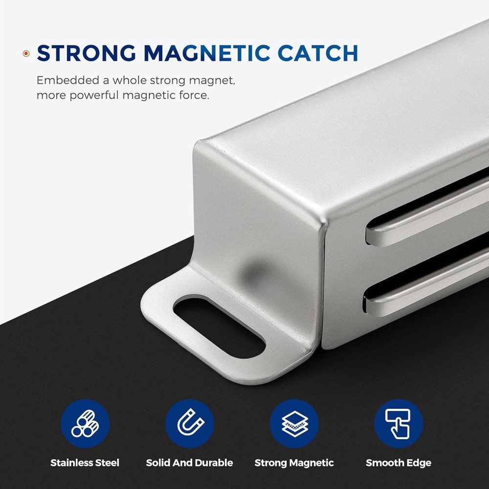 Wardrobe Closet Magnetic Latch 60lbs Silver 4 Pack